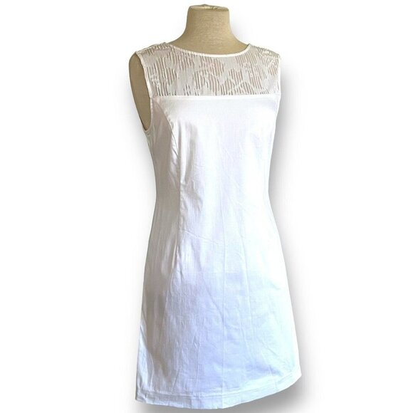 Patrizia Luca Womens Sheath Dress Sz M White Stretch Cotton Low Back Cocktail - Picture 5 of 8